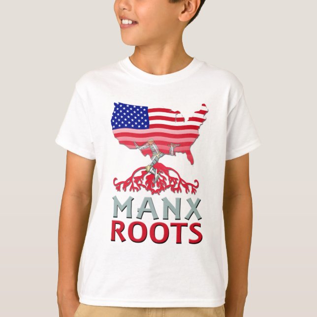 Camiseta Isla de Man Manx Niños Americanos Tee (Anverso)