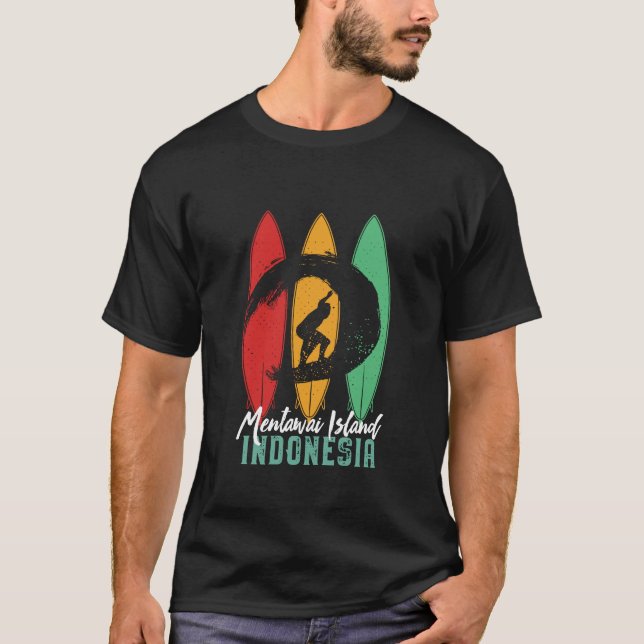Camiseta Isla de Mentawai Indonesia Vintage Retro Surfing (Anverso)