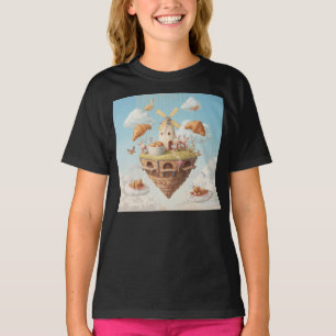 Camiseta Isla de Panadería Flotante Adorable con Conejos y