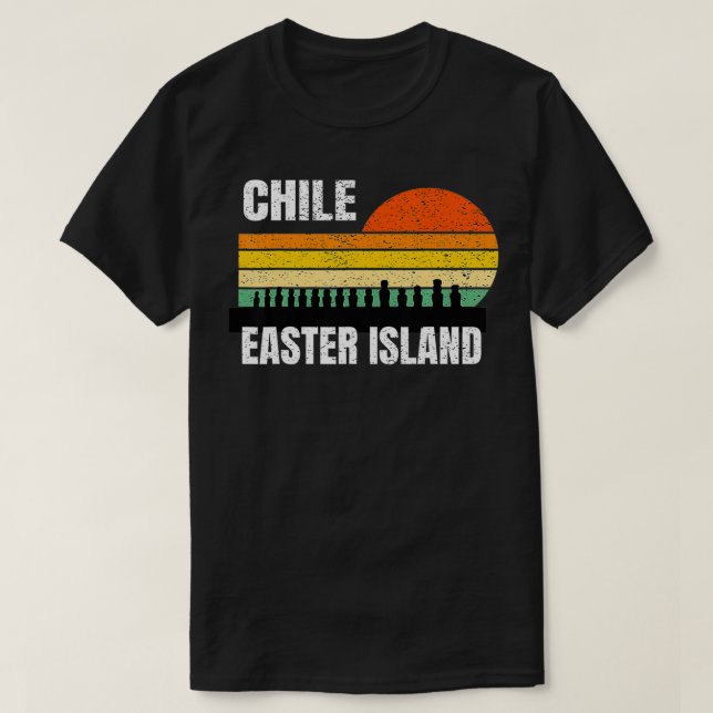 Camiseta Isla de Pascua Chile Estatua de Cabeza de Moai Vin (Diseño del anverso)