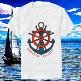 Camiseta Isla de refugio, rueda y anclaje del buque NY