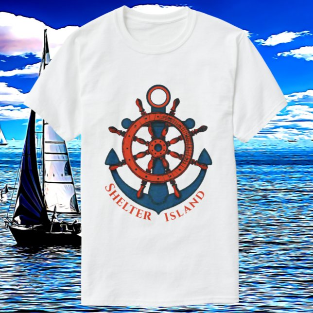 Camiseta Isla de refugio, rueda y anclaje del buque NY (Subido por el creador)