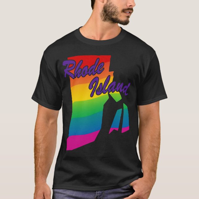 Camiseta Isla de Rhode, eslabón del estado del arco iris (Anverso)