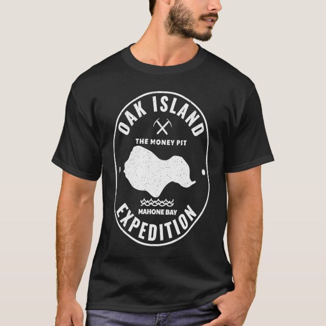 Camiseta Isla de roble Expedición Tesoro Caza Retro Myste (Anverso)