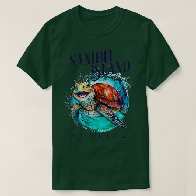 Camiseta Isla de Sanibel Florida Acuarela Feliz Turba de Ma (Diseño del anverso)