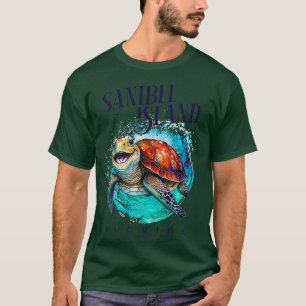 Camiseta Isla de Sanibel Florida Acuarela Feliz Turba de Ma