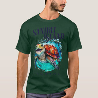 Camiseta Isla de Sanibel Florida Acuarela Feliz Turba de Ma