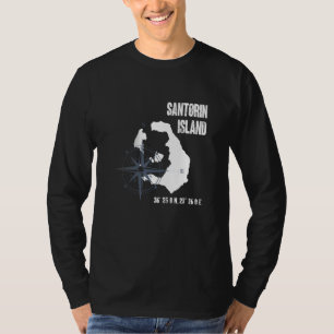 Camiseta Isla de Santorini Mar Mediterráneo Coordenadas Map