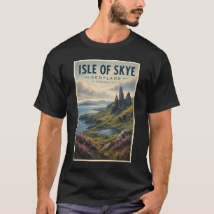 Camiseta Isla de Skye Escocia Paisaje Viaje Arte Retro