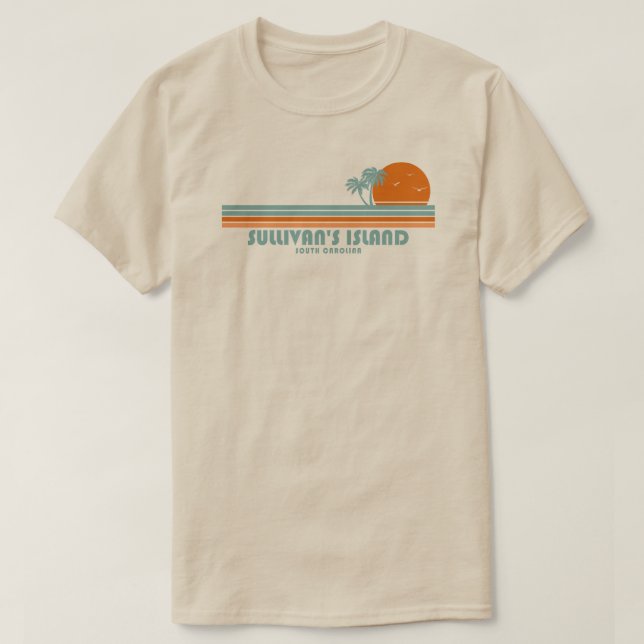 Camiseta Isla de Sullivan Carolina del Sur Palmeras de sol (Diseño del anverso)