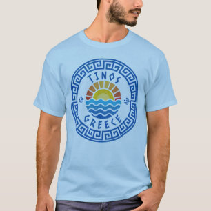Camiseta Isla de Tinos, Grecia - Hombres Azules Ligeros