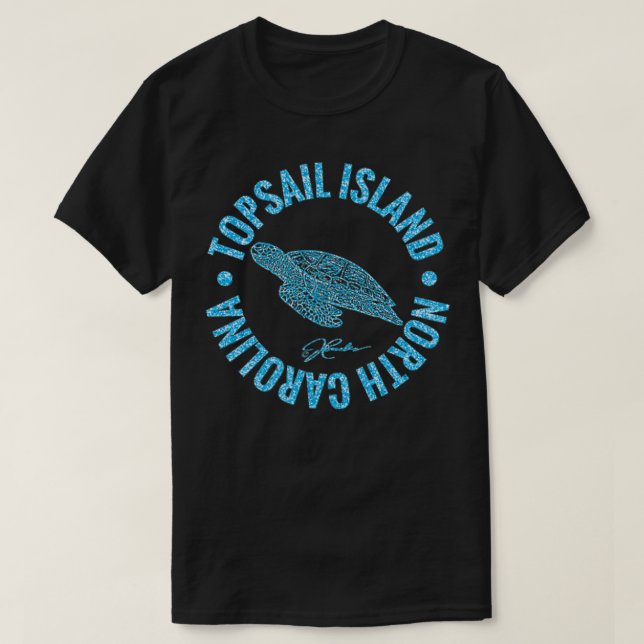 Camiseta Isla de Topsail NC Tortuga de mar a dos lados (Diseño del anverso)