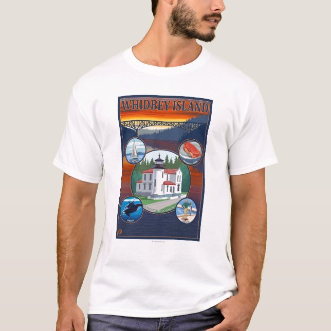 Camiseta Isla de Whidbey, poster del viaje de (Anverso)