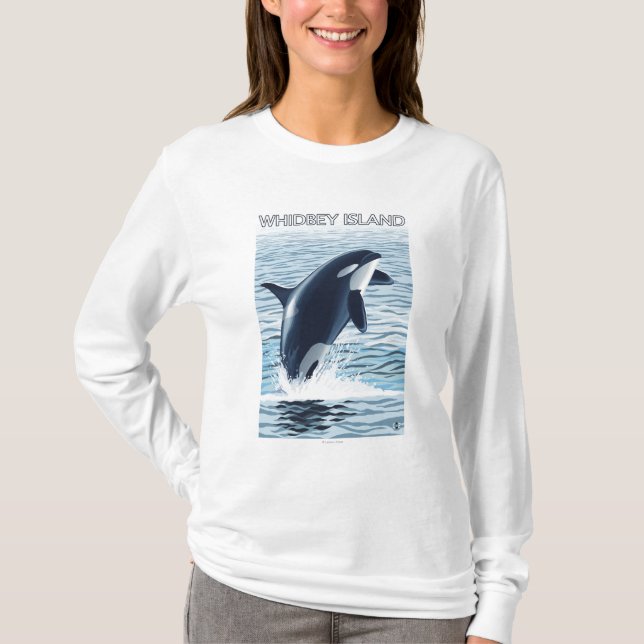 Camiseta Isla de Whidbey, salto de WashingtonOrca (Anverso)