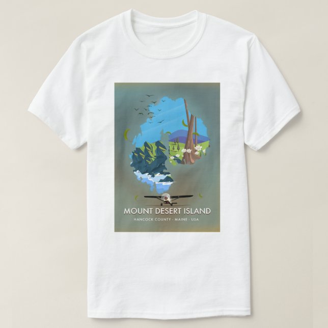 Camiseta Isla del Desierto Monte, Condado de Hancock, Maine (Diseño del anverso)