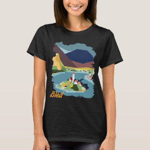 Camiseta Isla del Lago Bled Montaña Viaje Retro