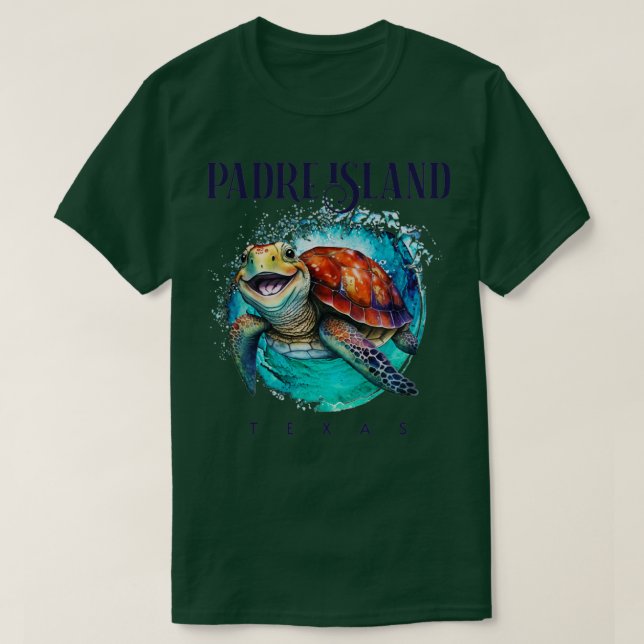 Camiseta Isla del Padre Texas Acuarela Feliz Turba de Mar (Diseño del anverso)