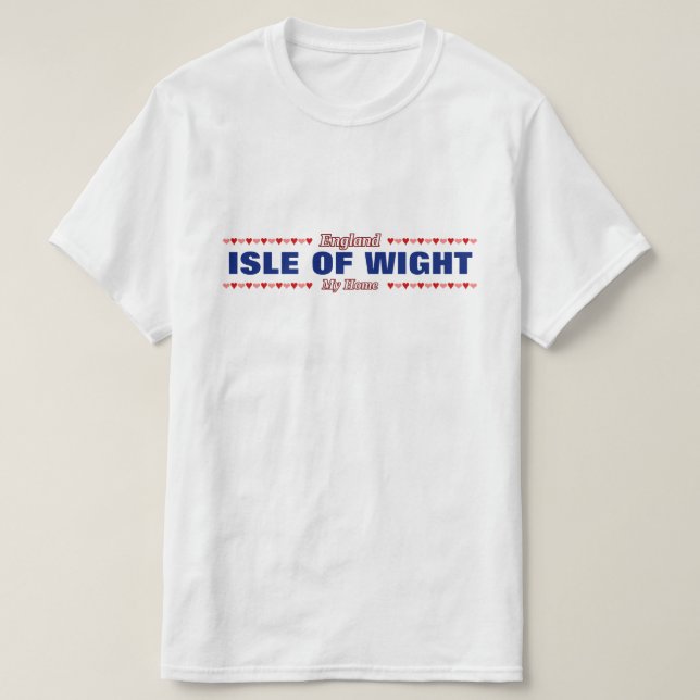 Camiseta ISLA del WIGHT - mi hogar - Inglaterra; Corazones (Diseño del anverso)