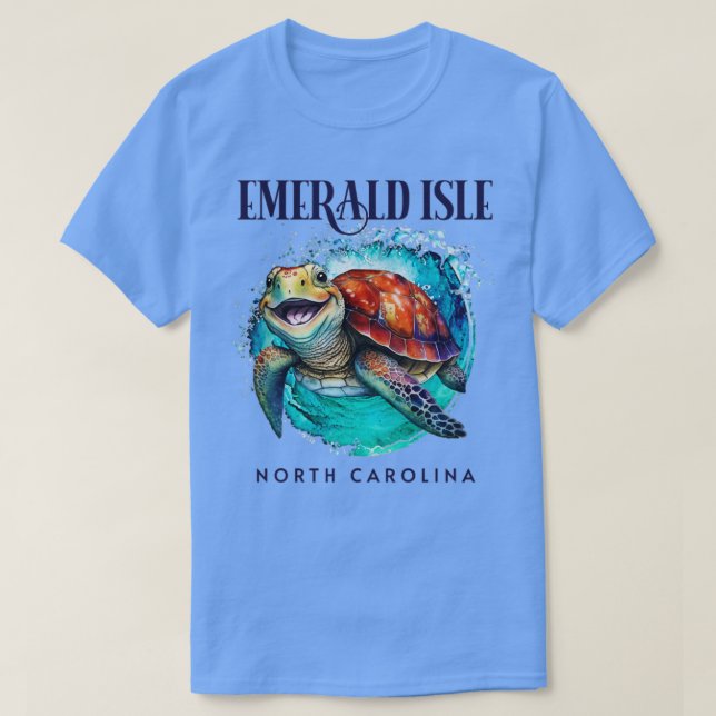 Camiseta Isla Esmeralda Carolina del Norte Acuarela Feliz M (Diseño del anverso)