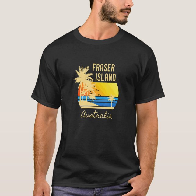 Camiseta Isla Fraser Australia Ocean Sunset Palm Tree Ar (Anverso)