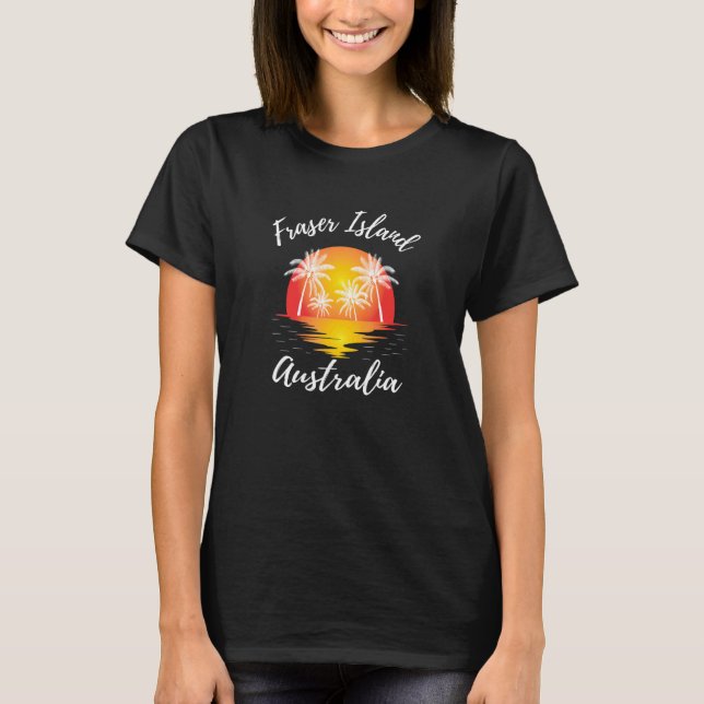 Camiseta Isla Fraser que refleja el árbol de palmas de arte (Anverso)