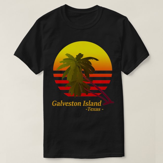 CAMISETA ISLA GALVESTON, TEXAS BEACH SUNSET VACATION SOUV (Diseño del anverso)