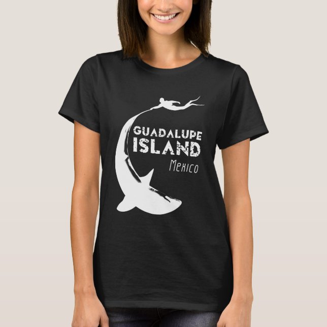 Camiseta Isla Guadalupe México | Buceo Scuba Con Tiburones (Anverso)