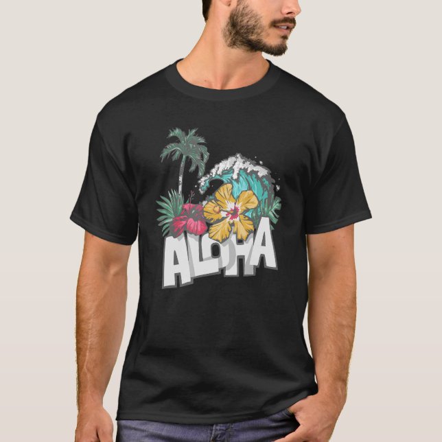 Camiseta Isla Hawaii el sentimiento de flor de Aloha el Alo (Anverso)