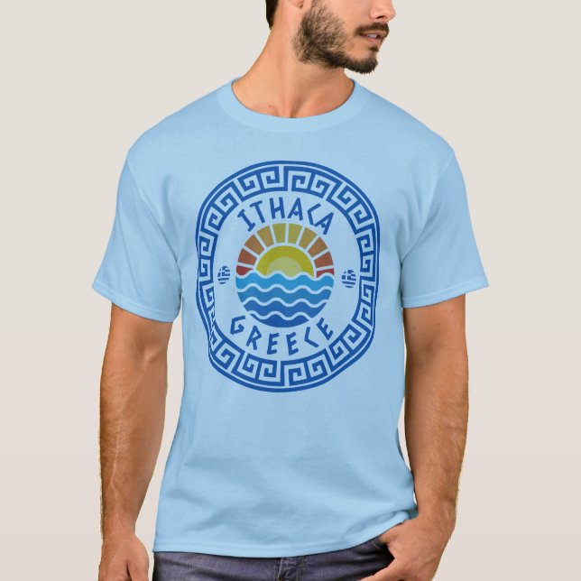 Camiseta Isla Ithaca, Grecia - Hombres Azules Ligeros (Anverso)
