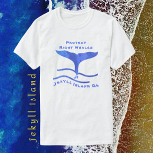 Camiseta Isla Jekyll GA Aletas y olas de ballena derecha