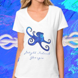 Camiseta Isla Jekyll GA Ocean Blue Octopus