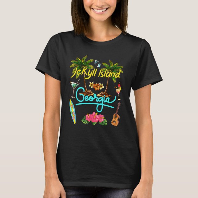 Camiseta Isla Jekyll Georgia Beach Summer Palm Sun Set Pa (Anverso)