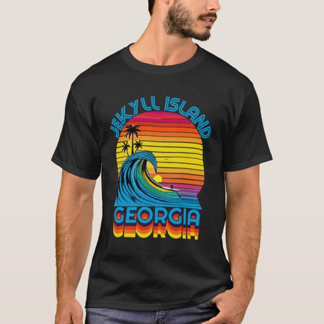 Camiseta Isla Jekyll Georgia Retro Langostinos Surf & Beach (Anverso)
