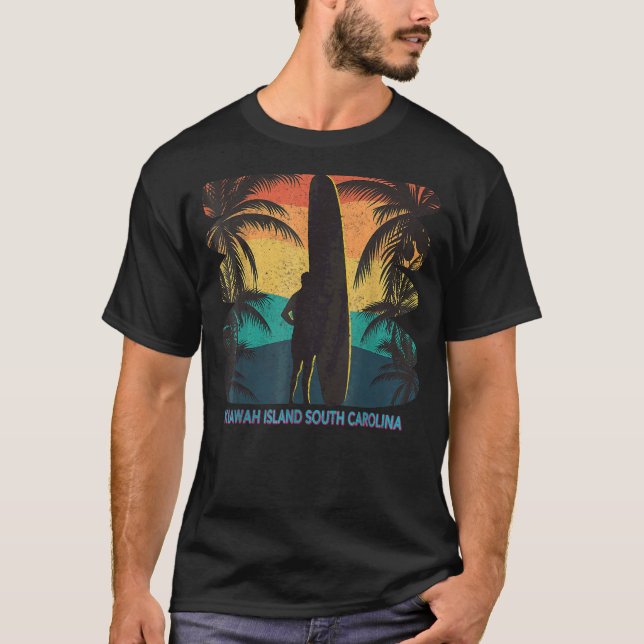 Camiseta Isla Kiawah South Carolina Sc Palm Tree Surfboar (Anverso)