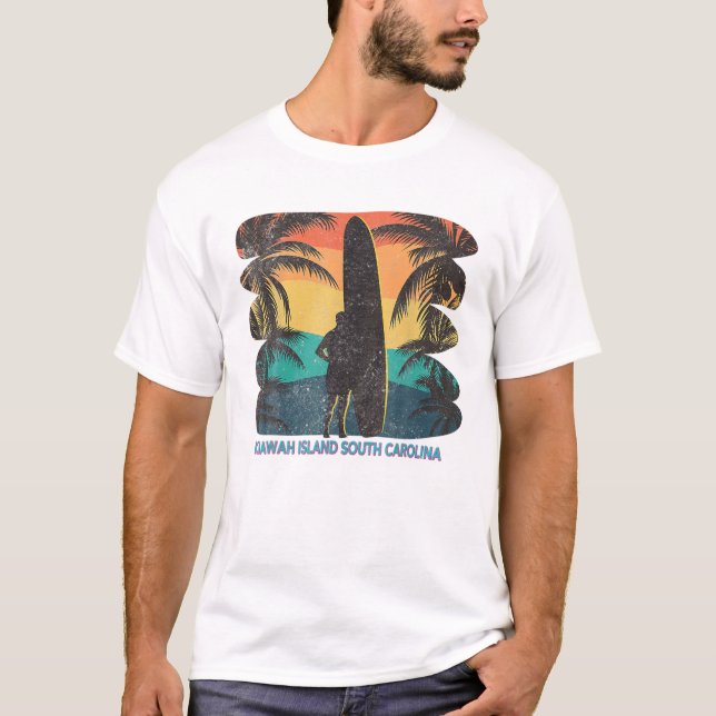 Camiseta Isla Kiawah South Carolina Sc Palm Tree Surfboar (Anverso)