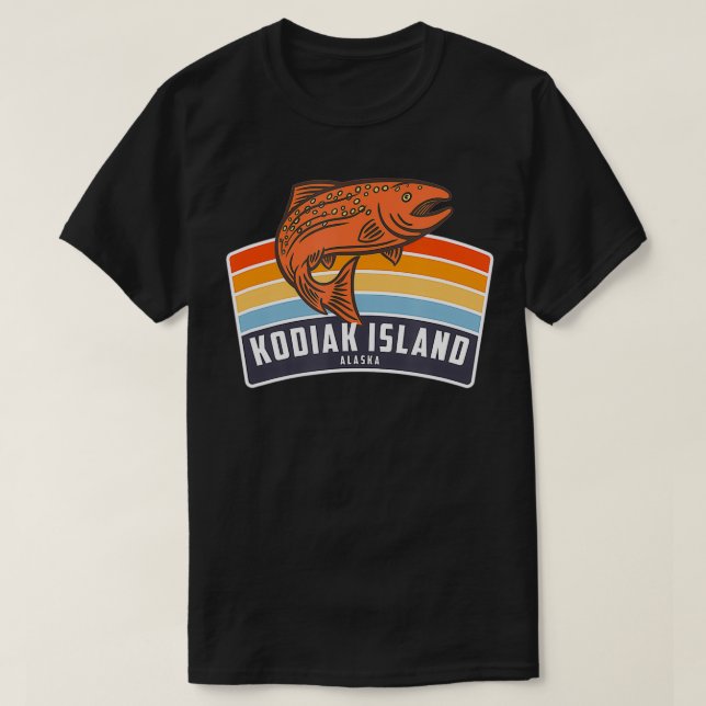 Camiseta Isla Kodiak Pesca de Salmón en Alaska (Diseño del anverso)