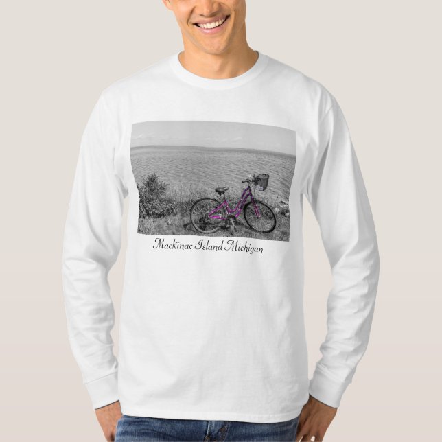 Camiseta Isla Mackinac Bike Color selectivo Larga Manga (Anverso)
