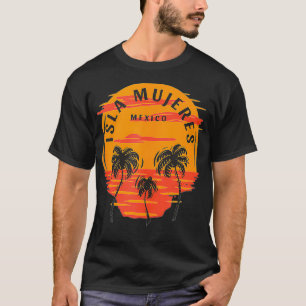 Camiseta Isla Mujeres México Palm Trees Sunset Skull Beach