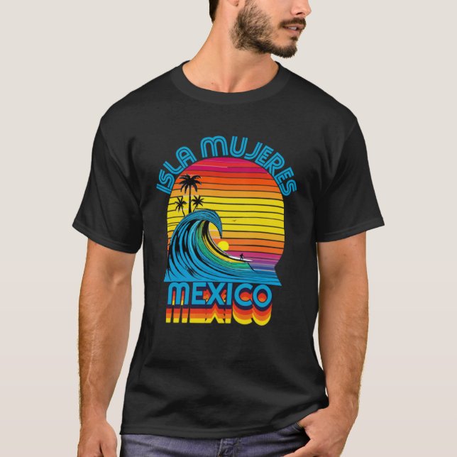 Camiseta Isla Mujeres Mexico Retro Throwback Surf & Beach S (Anverso)