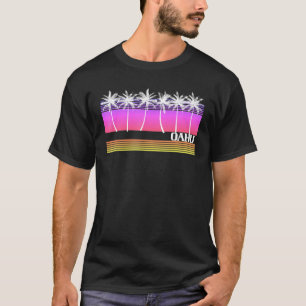 Camiseta Isla Oahu Hawaii Retro Beach Vintage Sunset 70s 80