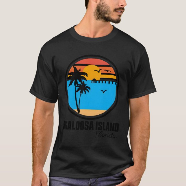 Camiseta Isla Okaloosa Florida Islas de palmeras del océano (Anverso)