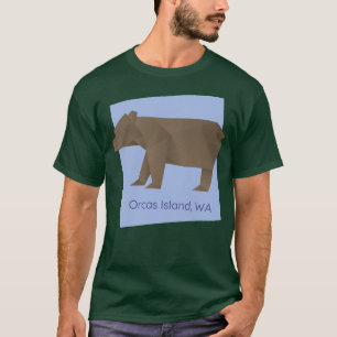 Camiseta Isla Orcas Oso de Origami Marrón Resumen Geométric