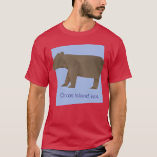 Camiseta Isla Orcas Oso de Origami Marrón Resumen Geométric