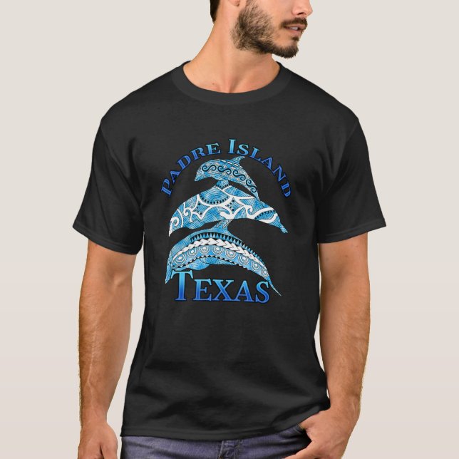 Camiseta Isla Padre Texas Vacaciones para delfines tribales (Anverso)