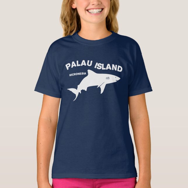 Camiseta Isla Palau Scuba Buceando Con Tiburones (Anverso)