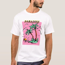 Camiseta Isla Paraíso con puesta de sol