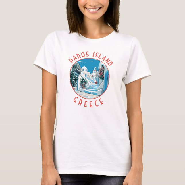 Camiseta Isla Paros Grecia Círculo retro perturbado (Anverso)