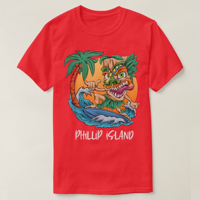 Camiseta Isla Phillip Australia Palm Tree Surfing Beach V (Diseño del anverso)