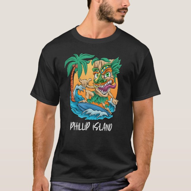 Camiseta Isla Phillip Australia Palm Tree Surfing Beach V (Anverso)