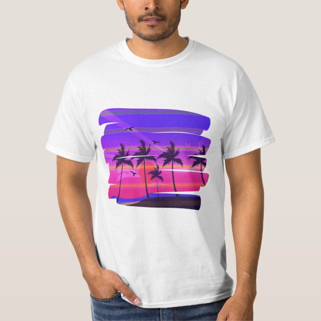 Camiseta Isla, playa y palmeras (Anverso)